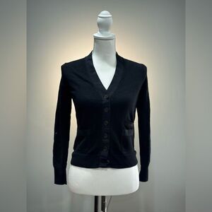 Black J. Crew Tuxedo Trim Wool Cardigan Size M VGUC